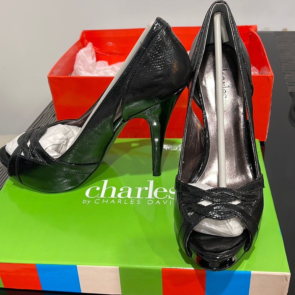 Charles David Black Platform Open Toes Pumps - image 1